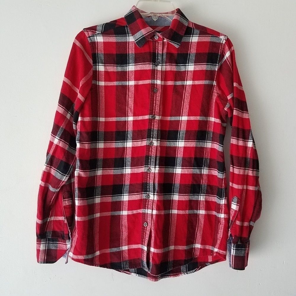 LAND'S END PLAID  BUTTON DOWN SHIRT ROLL UP Sleeve